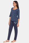 Rosaline Starry Nights Knit Cotton Pyjama Set - Ocean Cavern — thumbnail 2